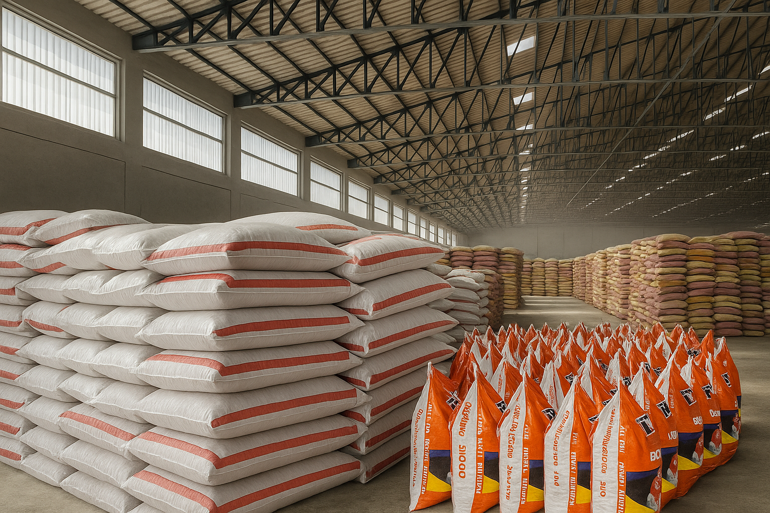 Warehouse with packed goods